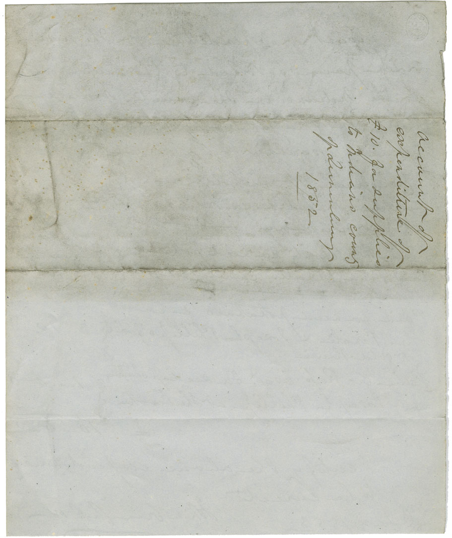 Account of the expenditures of the sum of ten pounds in the County of Lunenburg in the session of 1852 for the relief of Mi'kmaq.