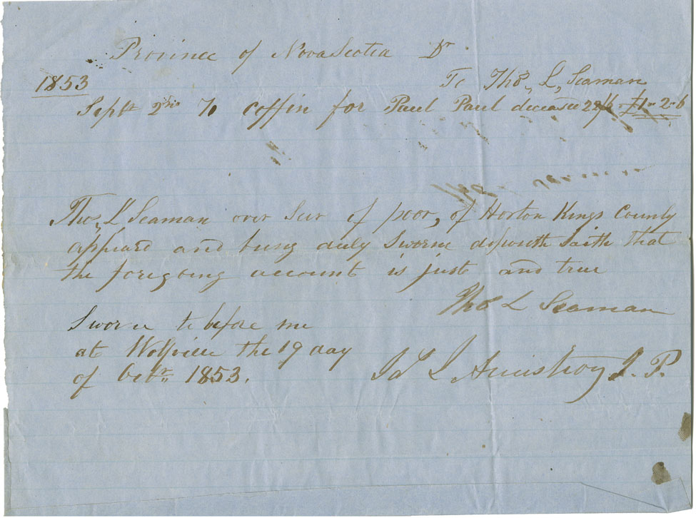 Papers relating to the death of Paul Paul in the vicinity of Horton and the confinement of his widow.