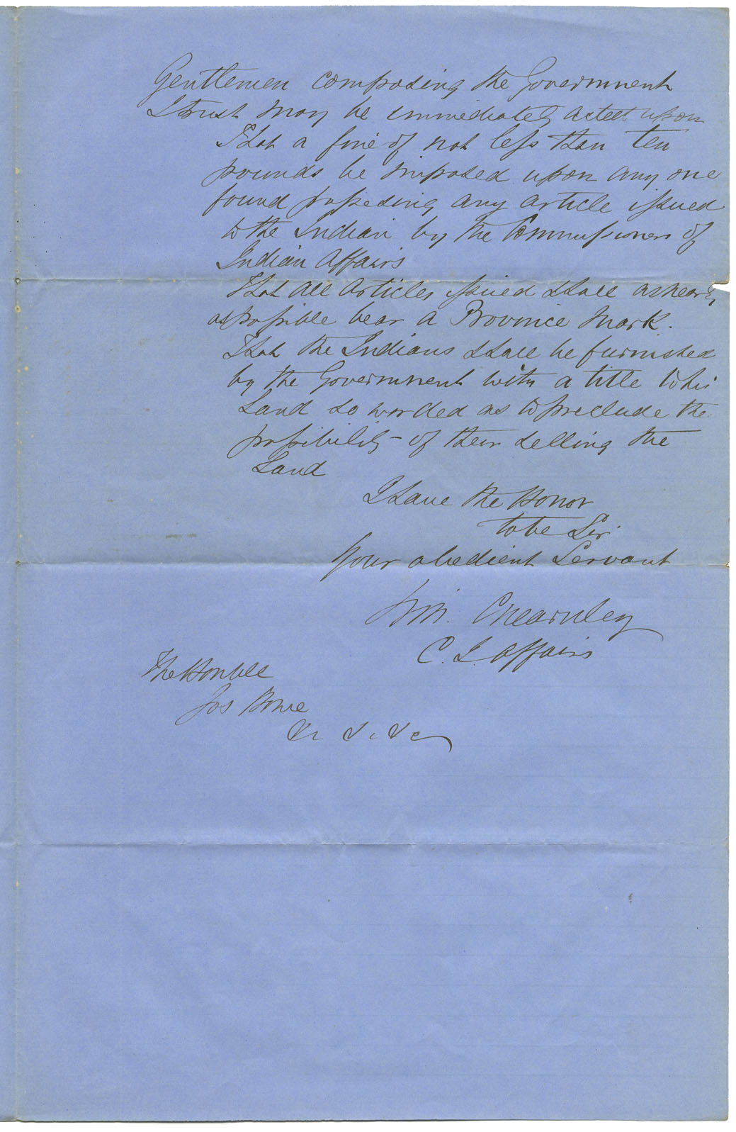 Report for 1853 of William Chearnley, Commissioner of Indian Affairs.