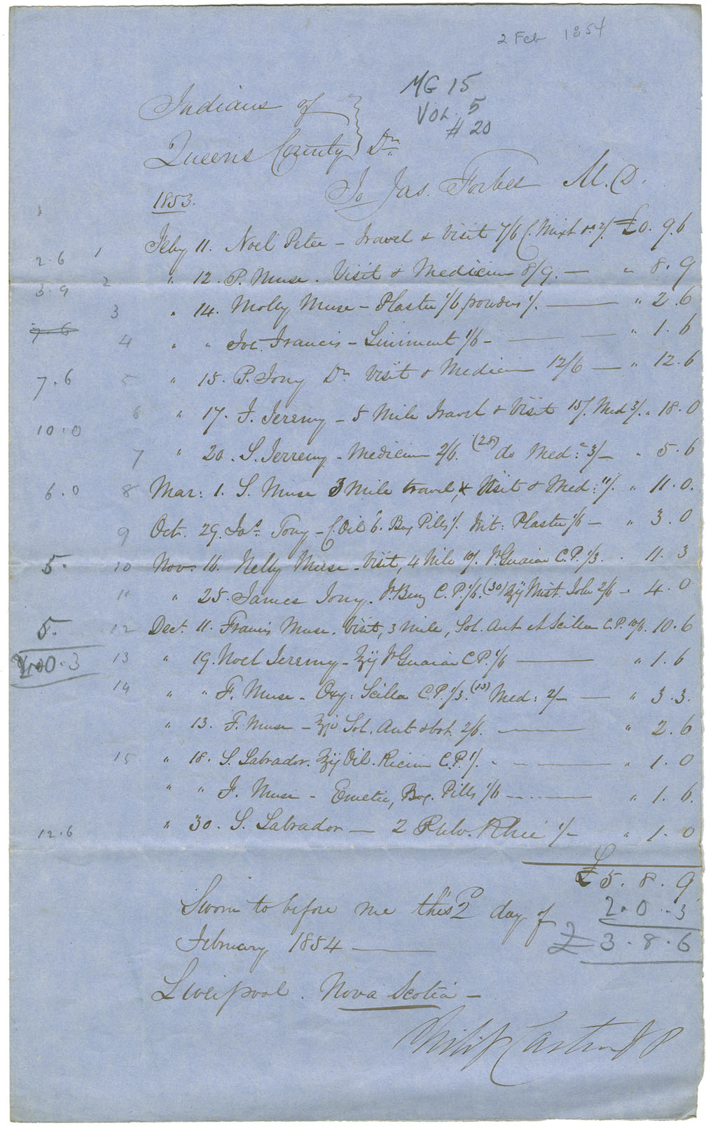 Petition of Dr. Forbes of Liverpool for payment for services to Mi'kmaq.