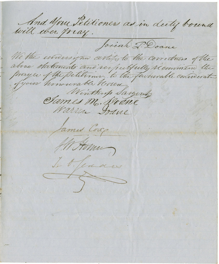 Petition of Josiah Doane for assistance in expense in keeping an orphaned Mi'kmaq boy at Barrington.