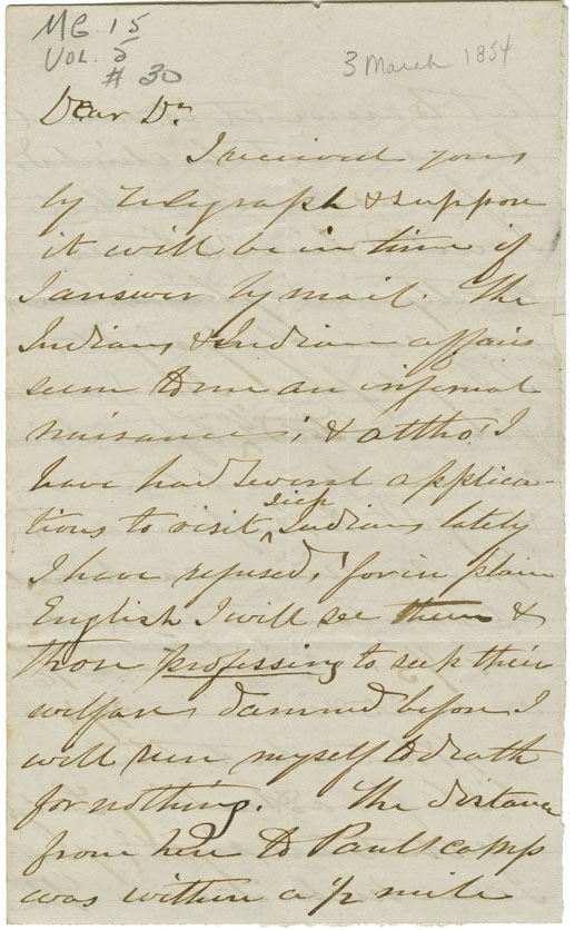 Letter from Dr. Shaw, Kentville, giving an account of assistance to Paul and illustrating difficulties and attitudes of a Mi'kmaq doctor.