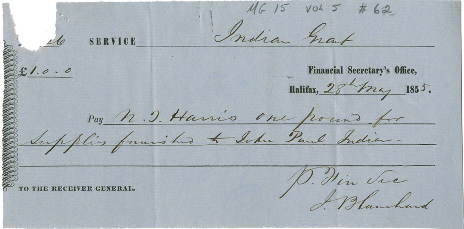 Petition of Dr. Geddes of Barrington requesting payment for services to Mi'kmaq.