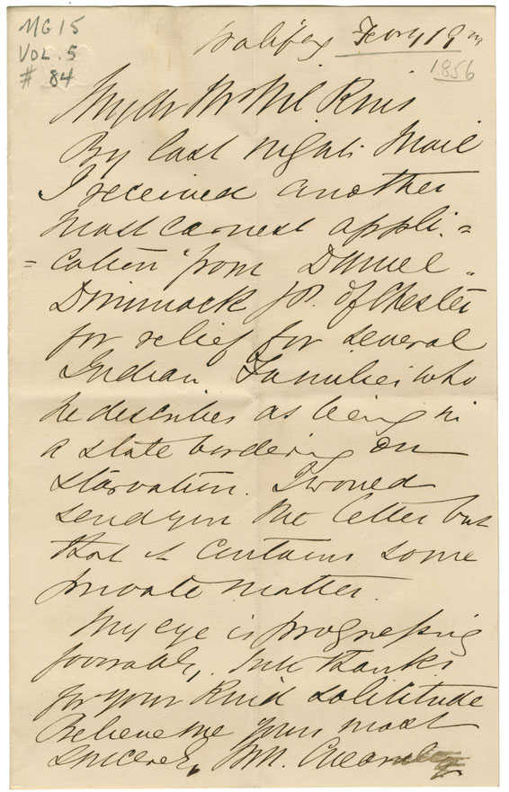Letter from William Chearnley saying he has received a letter stating that the Mi'kmaq at Chester are near starvation.