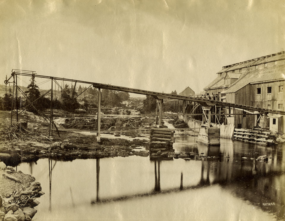 notman : Lumber Mill built by Havelock McC. Hart on West River, 1880, purchased by Rhodes and Curry, 1902, on reverse, Sheet Harbour, Nova Scotia,