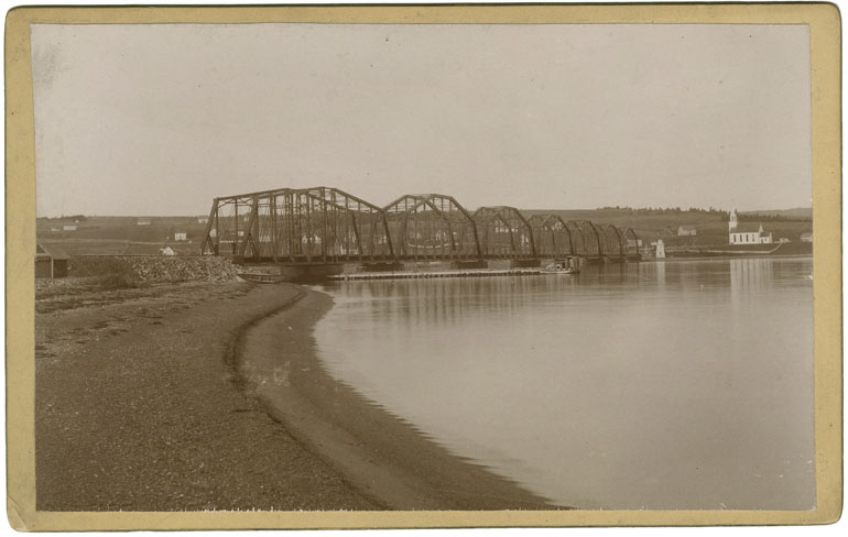 Transportation & Communication: Bridges: Grand Narrows Railway Bridge: Bras d'Or Lakes, Cape Breton, Sepia Photo