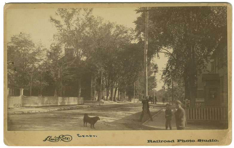 photocollection : Places: Bridgetown, Annapolis Co.: Streets: Granville St. East near Queen St., fence of St. James Church on right, and next to it what is no