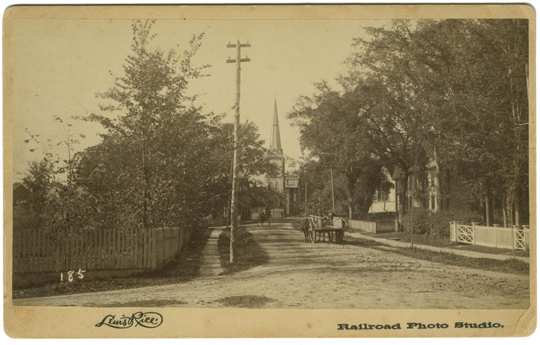 photocollection : Places: Bridgetown, Annapolis Co.: Streets: Granville St. East from Rectory St., showing Methodist Church in middle and Baptist Church on ri