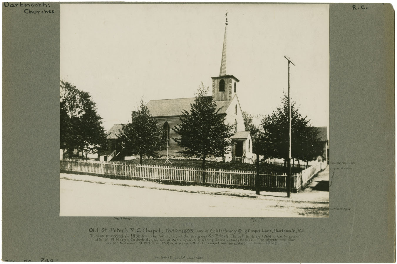 Places: Dartmouth, Halifax Co.: Churches: St. Peter's Chapel: Old St. Peter's Chapel 1830-1893, corner Ochterloney & Chapel Lane