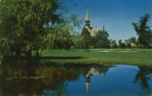 photocollection : Places: Grand Pre, Kings Co.: Evangelines Well: Postcard of Church of St. Charles