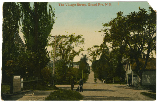 Places: Grand Pre, Kings Co.: General View: Postcard of The Village Street, 2 copies