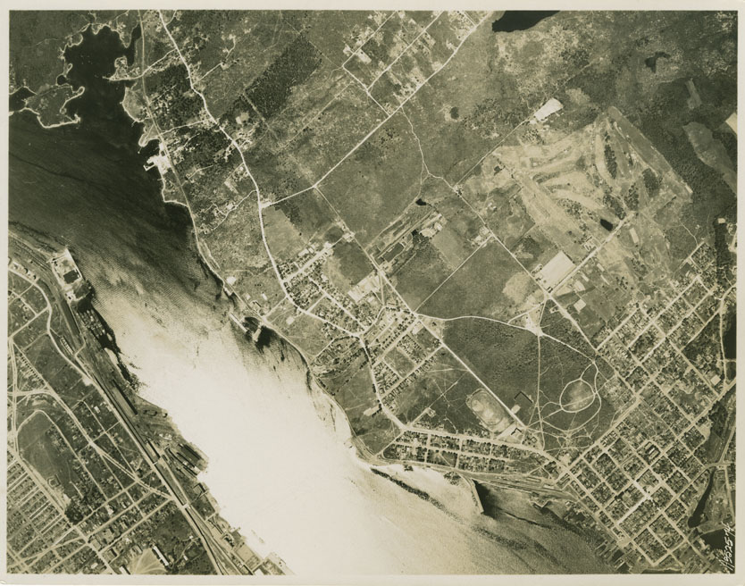 Places: Halifax, Halifax Co.: Aerial View: Halifax Harbour Narrows showing Dartmouth