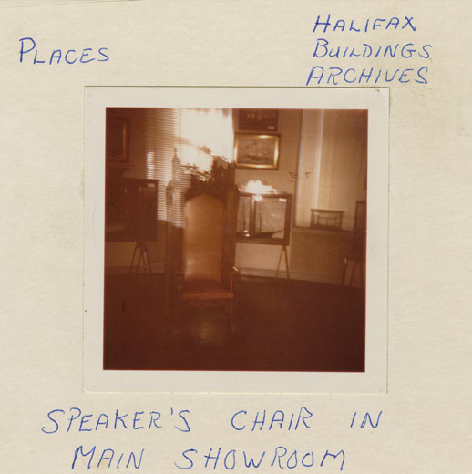 photocollection : Places: Halifax, Halifax Co.: Buildings: Archives: Speakers Chair in main Showroom