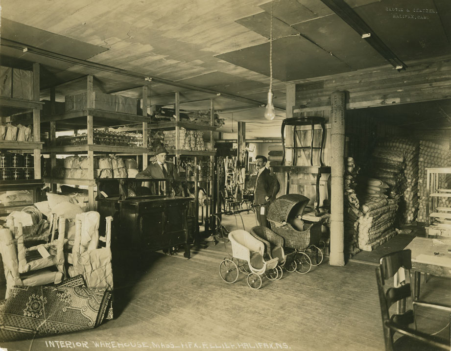 Places: Halifax, Halifax Co.: Explosion 1917: A part of the storehouse showing the type of furniture sent from Massachusetts