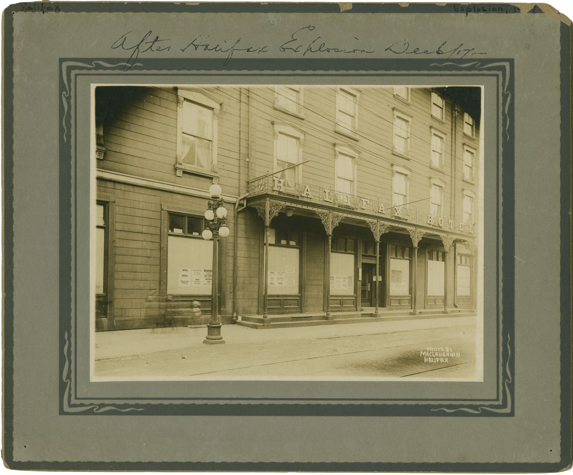 Places: Halifax, Halifax Co.: Explosion 1917: [View of Temporary Reconstruction Offices at the Halifax Hotel, Hollis Street
