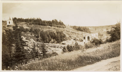 photocollection : Places: Sheet Harbour, Halifax Co.: Pulp Mill: Mill and dam, 3 snapshots