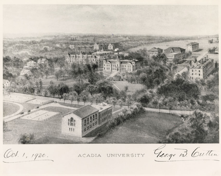 Places: Wolfville, Kings Co.: Acadia University: Perspective Drawing of Campus