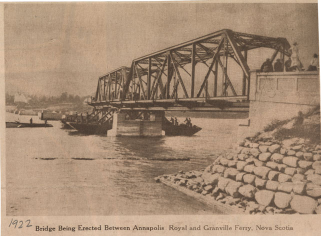 photocollection : Sunday Leader Clippings: Transportation and Communications: Bridge being erected between Annapolis Royal and Granville Ferry