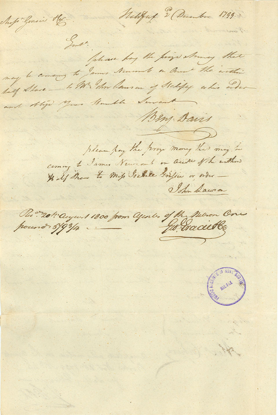 Bill of Sale for Half Share in Brig <i>Nelson</i>