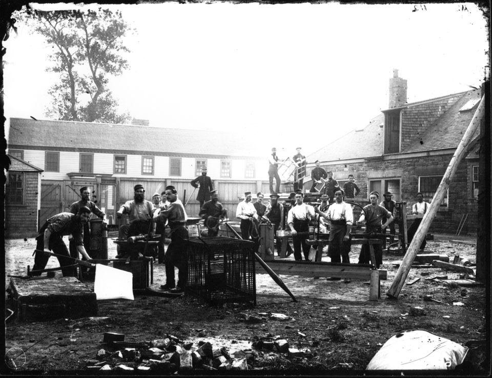 Royal Engineers' Yard and Workshop, with Royal 
Engineers artificers at work, Halifax, NS 1873
