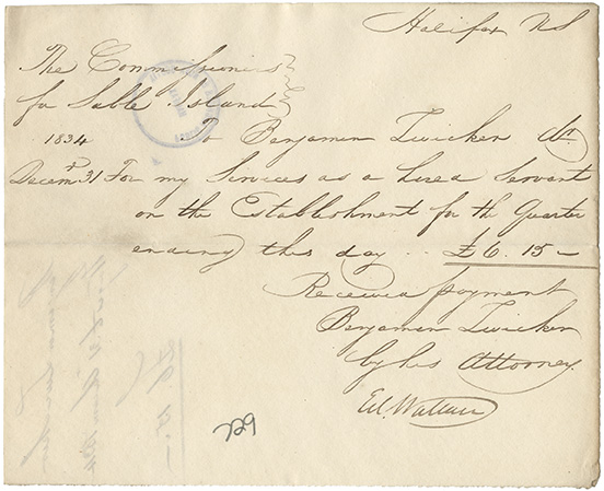 sable : Benjamin Zwicker receipt for wages earned as a hired servant