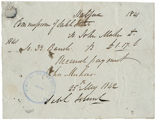 sable : Receipt for John Meagher for materials transported for the Commissioners of Sable Island