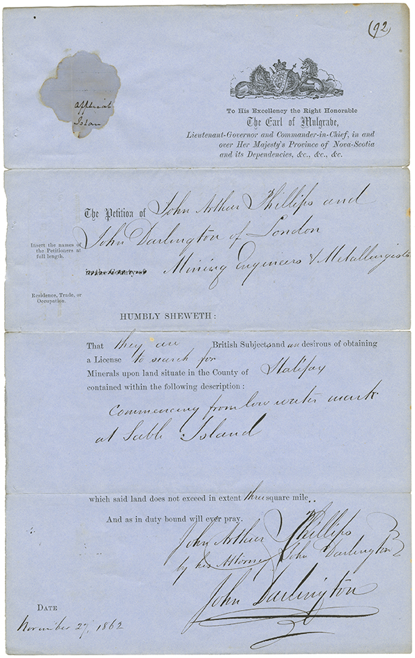 sable : Petition of John Arthur Phillips and John Darlington of London for mining iquiries and metallurgists