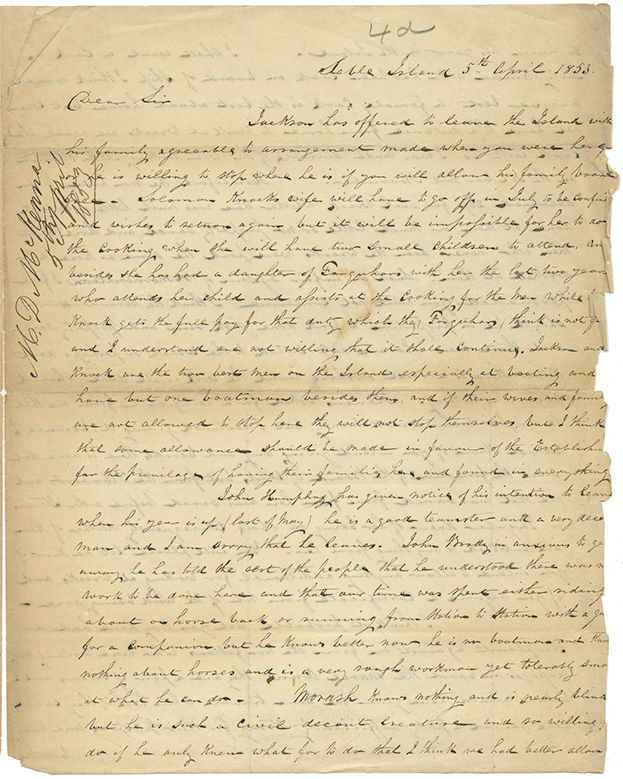 sable : Letter from M.D. McKenna to H. Bell, Chairman of the Board of Works