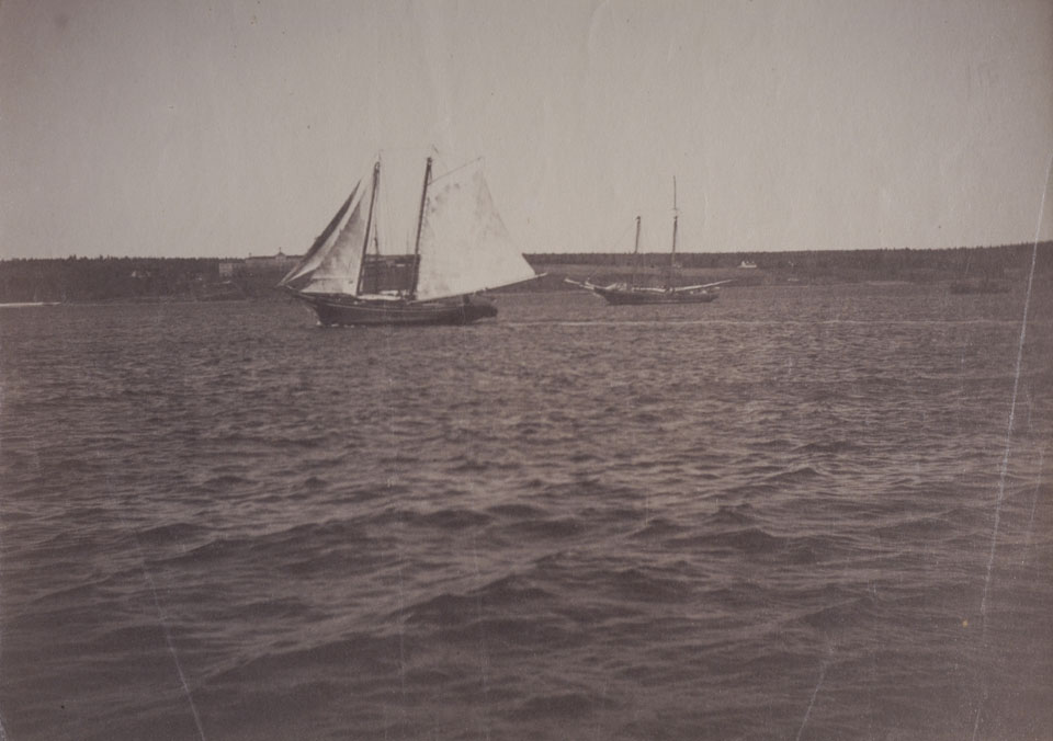 Schooner making its way up Halifax Harbour to A.G. Jones' wharf