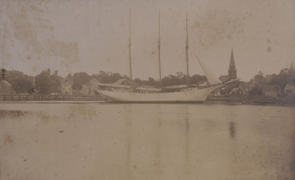 Three-masted schooner at Liverpool