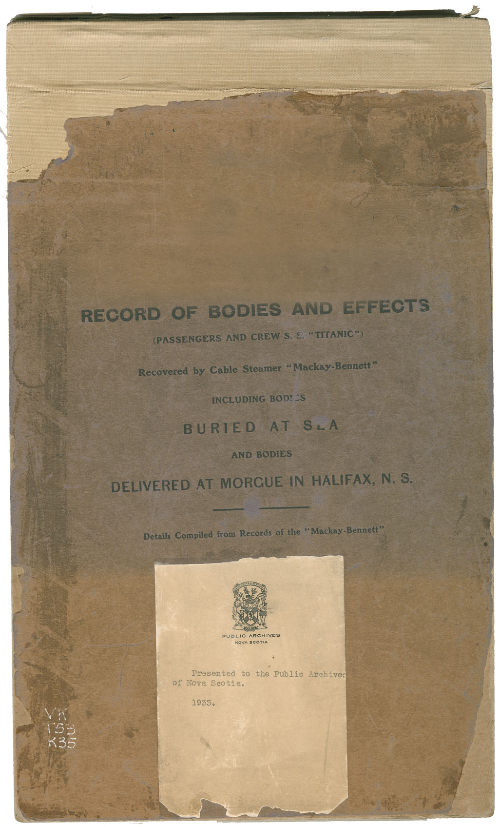 Record of Bodies and Effects (Passengers and Crew SS 