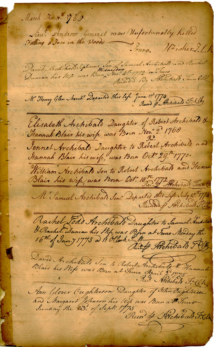 Truro Township Book - Register of Deaths
