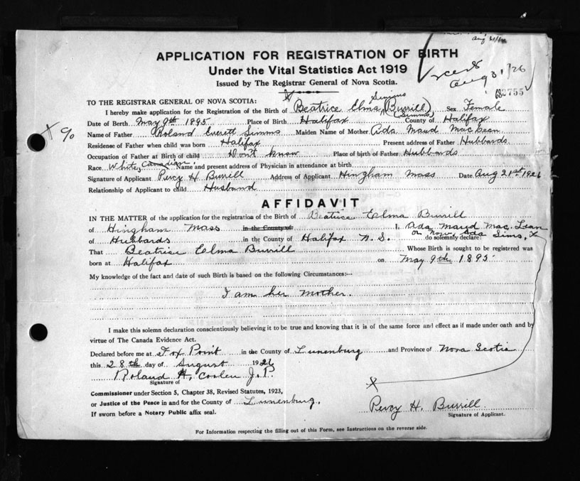 Nova Scotia Archives Nova Scotia Births Marriages and Deaths