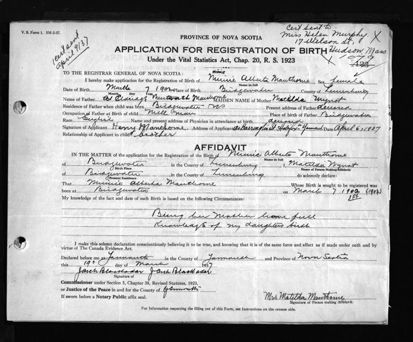 Nova Scotia Archives - Nova Scotia Births, Marriages, and Deaths