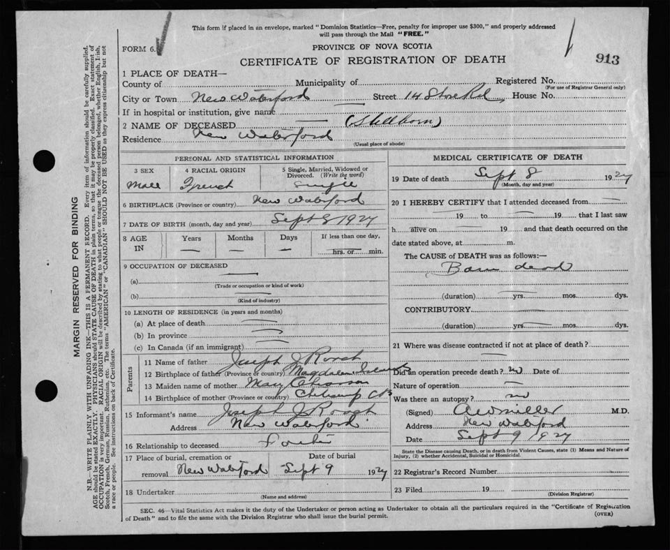 Nova Scotia Archives - Nova Scotia Births, Marriages, And Deaths