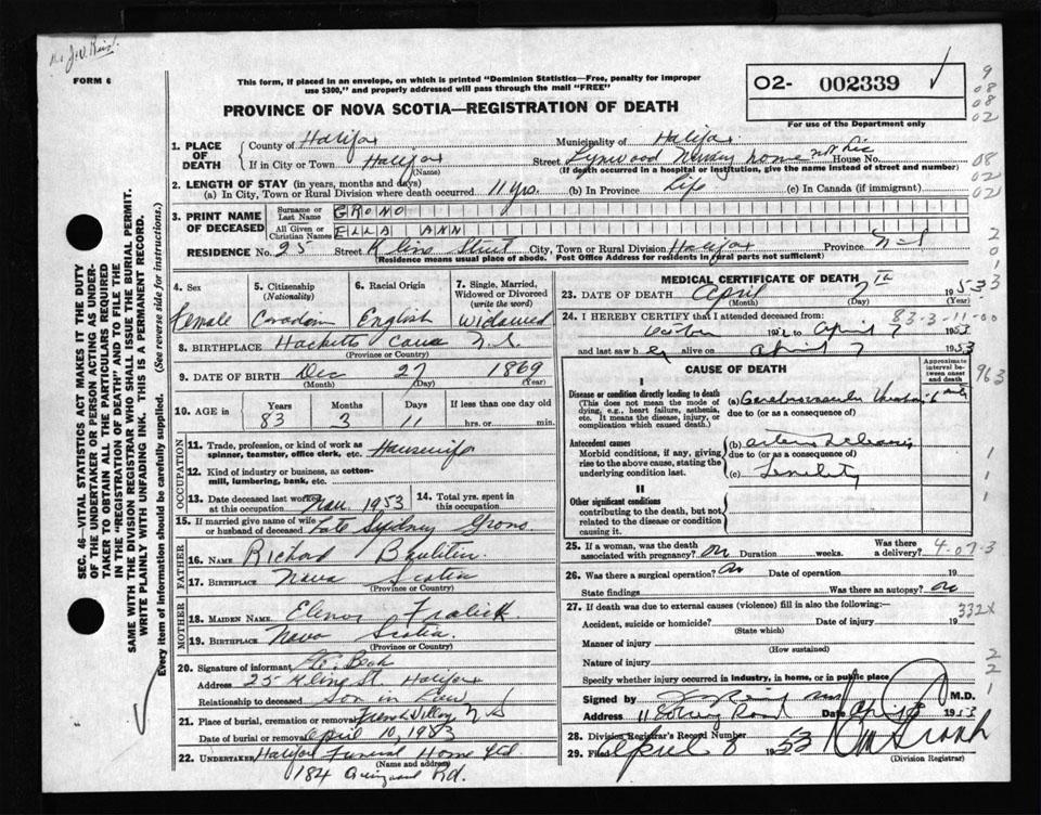 Nova Scotia Archives Nova Scotia Births, Marriages, and Deaths