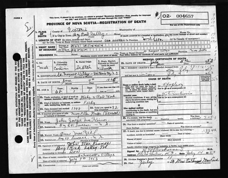 Nova Scotia Archives Nova Scotia Births, Marriages, and Deaths