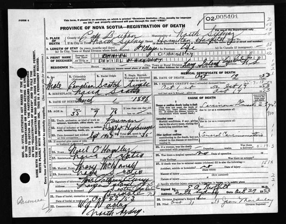 Nova Scotia Archives Nova Scotia Births, Marriages, and Deaths