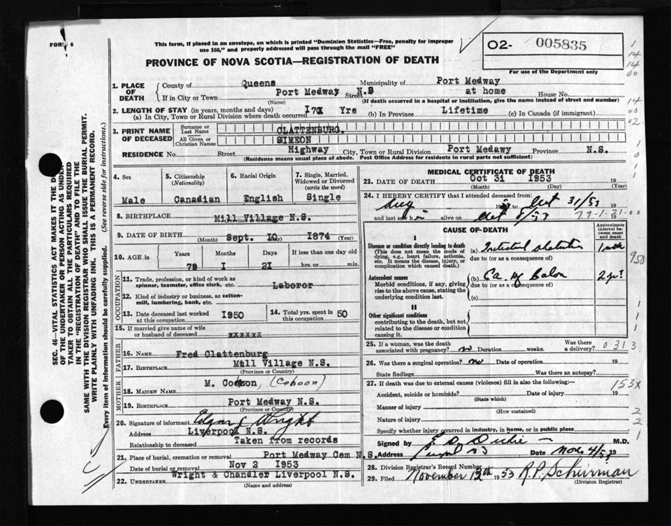 Nova Scotia Archives Nova Scotia Births, Marriages, and Deaths