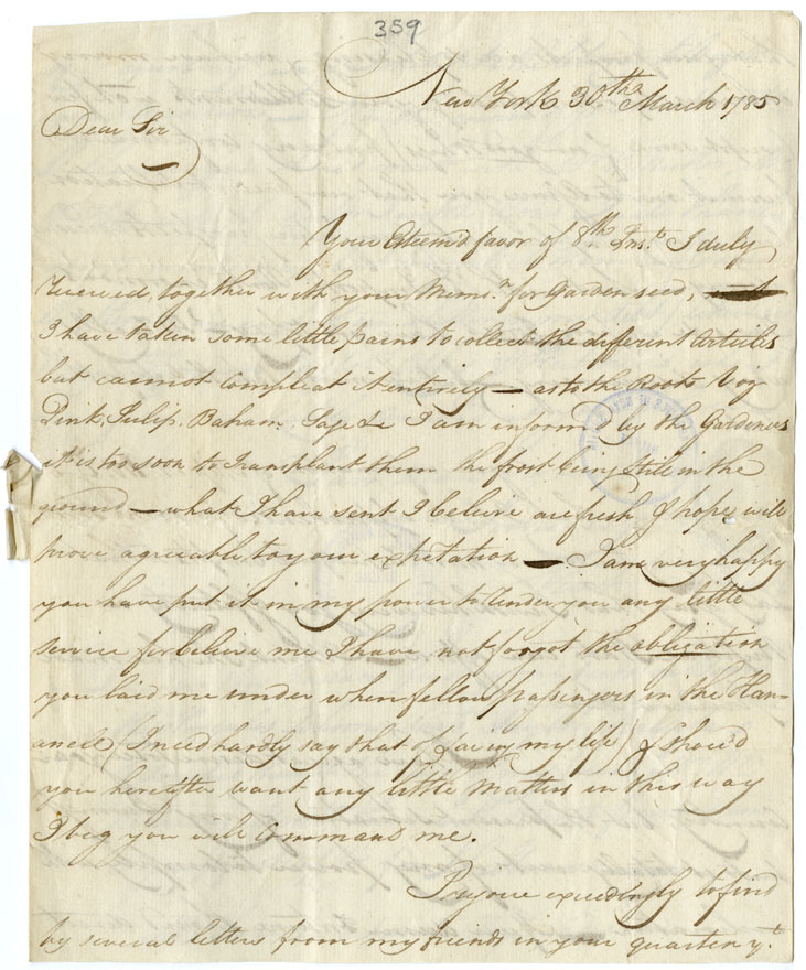 Michl. Roberts to Gideon White, in receipt of letter.