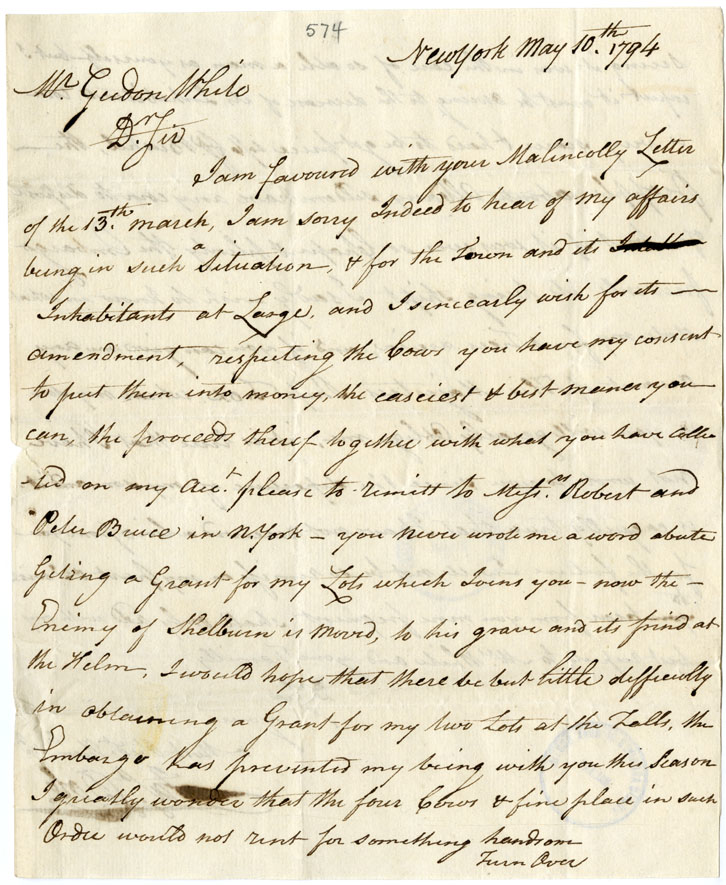 Jas. Dole to Gideon White, in receipt of letter.