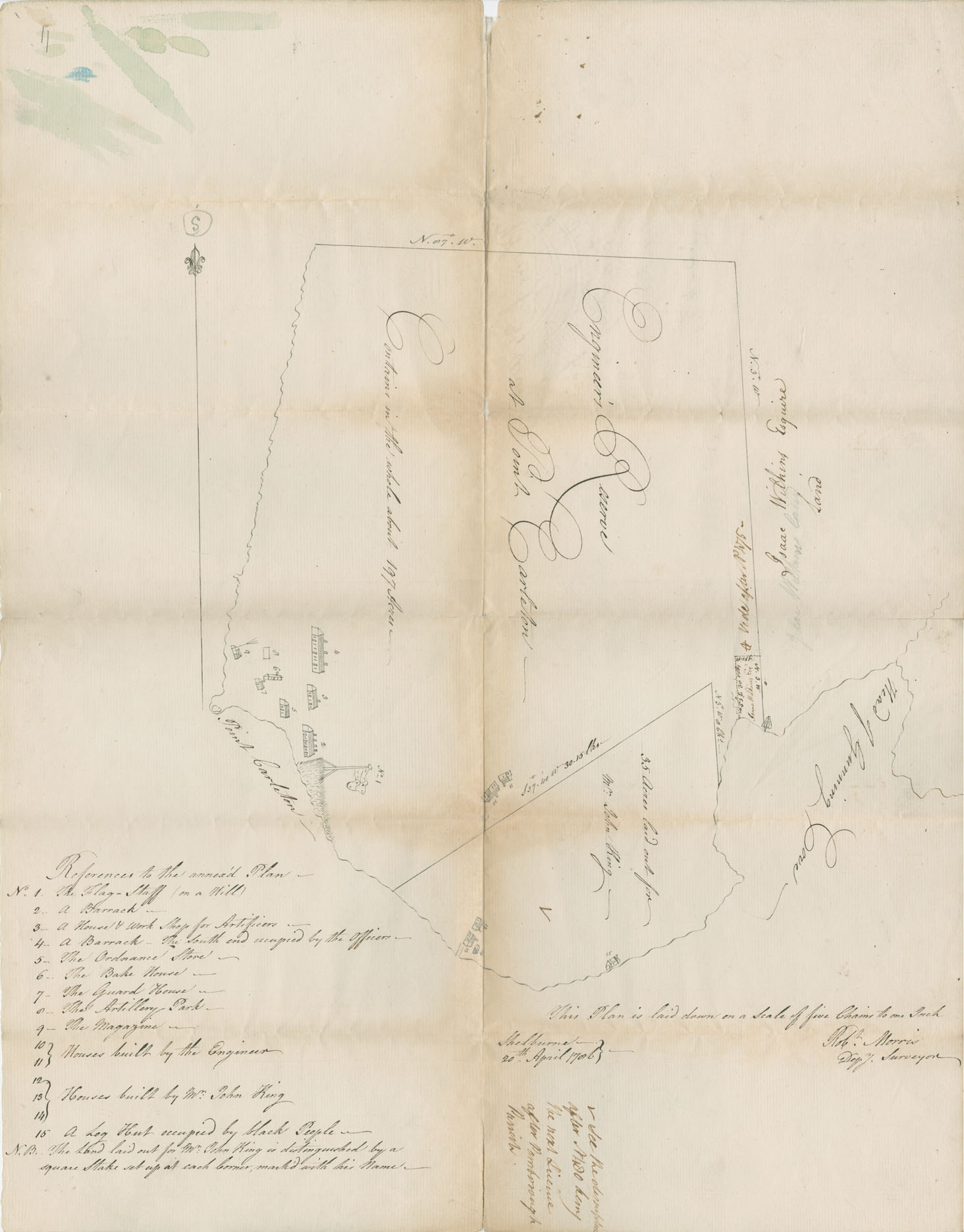 white : Plan of 35 Acres of Land laid out on Point Carleton for John King & Isaac Wilkins